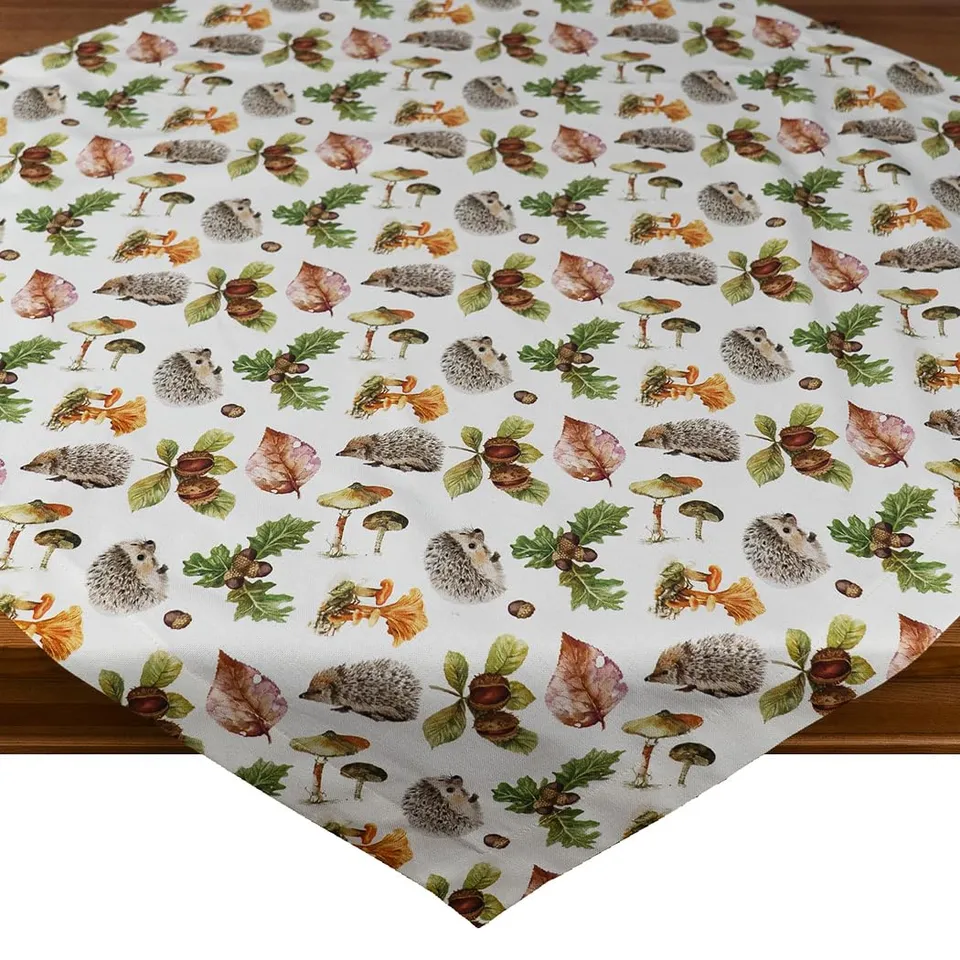 TEXPOT Tischdecken champignons hérissons nappe 85x85 cm automne