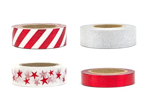 TEXPOT Deko ruban washi rouge 10 m papier adhésif Noël