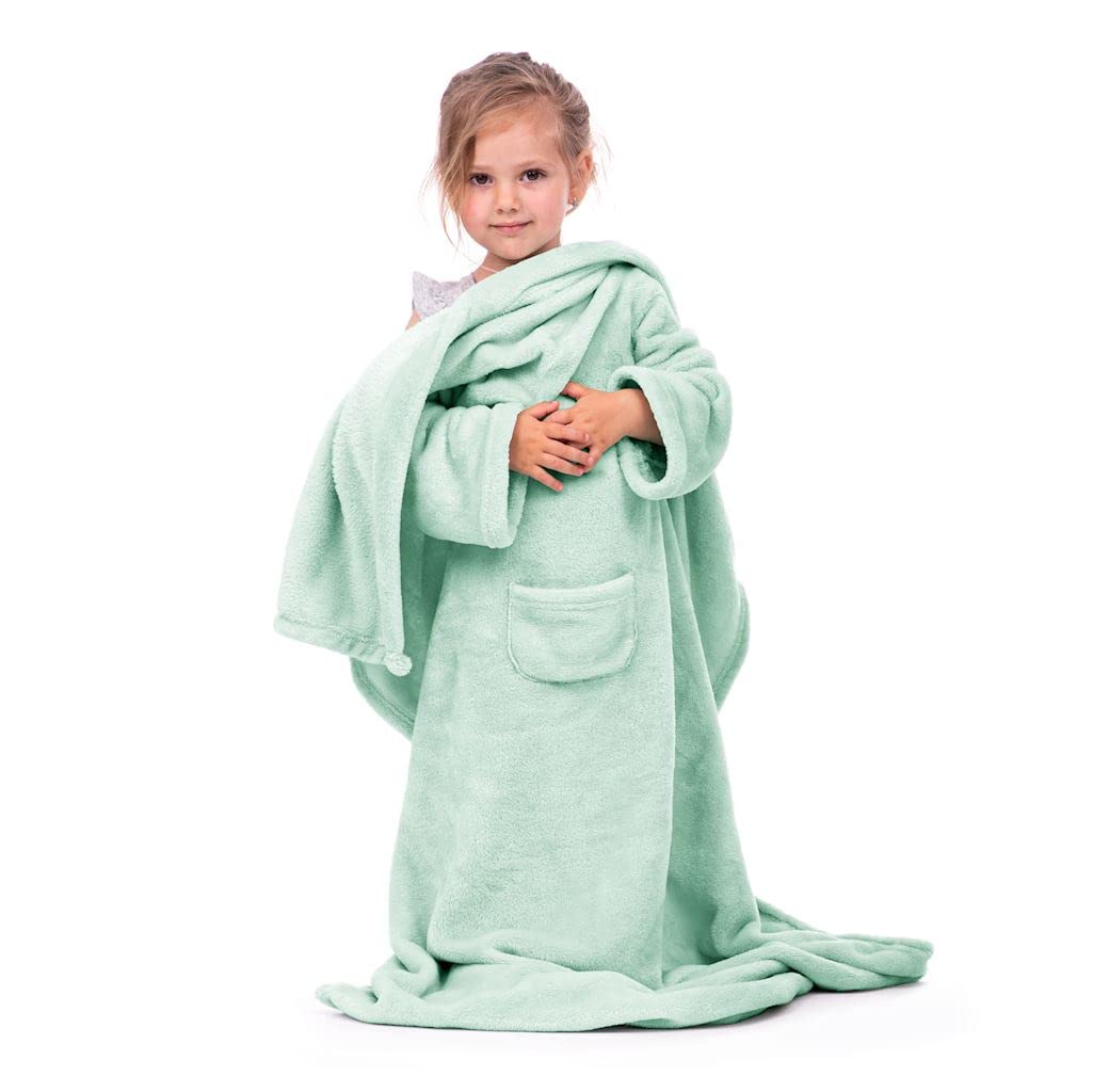 TEXPOT Kuscheldecken plaid enfant vert clair 90x105 cm
