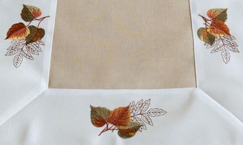 Texpot Tischdecken nappe 85x85 cm feuilles automne beige