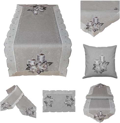 TEXPOT Bougies 40x140 chemin de table argenté Noël