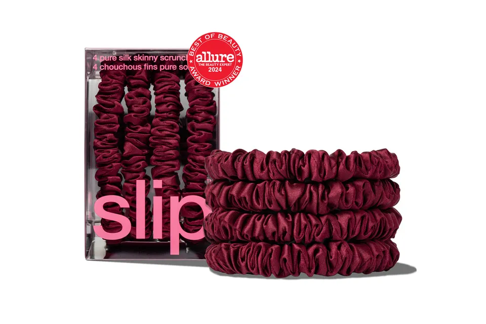 Slip Skinny Scrunchies chouchou soie bordeaux 4 pièces