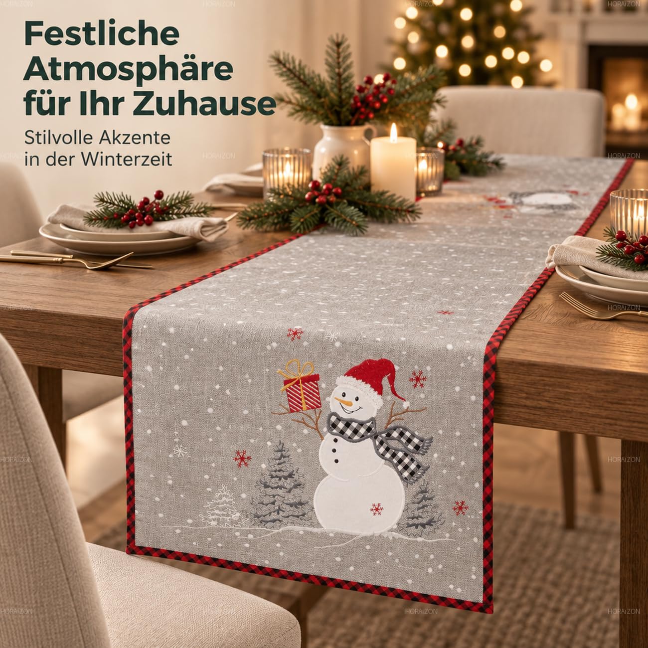 TEXPOT Tischläufer chemin de table Noël gris 40x85 cm