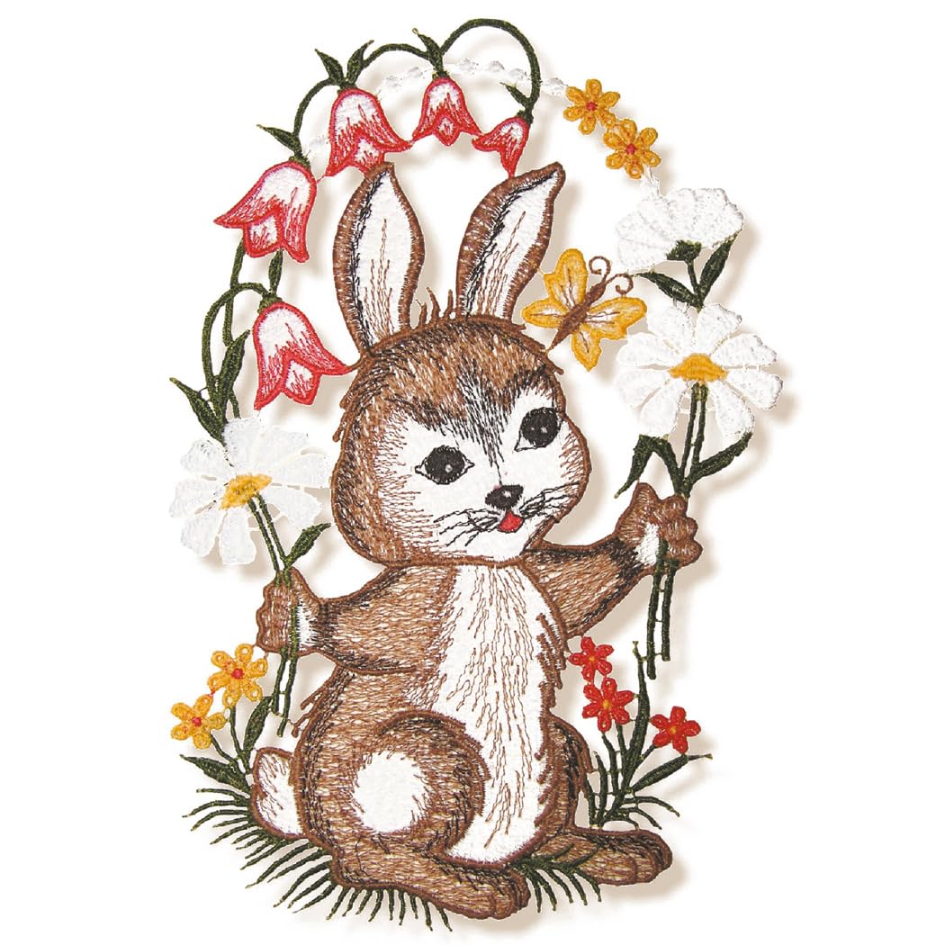 Texpot Deko image fenêtre lapin Pâques papillons 15x27 cm