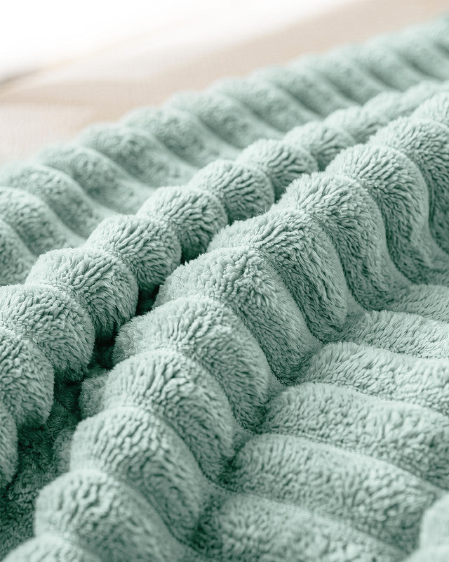 Utopia Bedding Ribbed Faux Fur Blanket plaid gris Queen