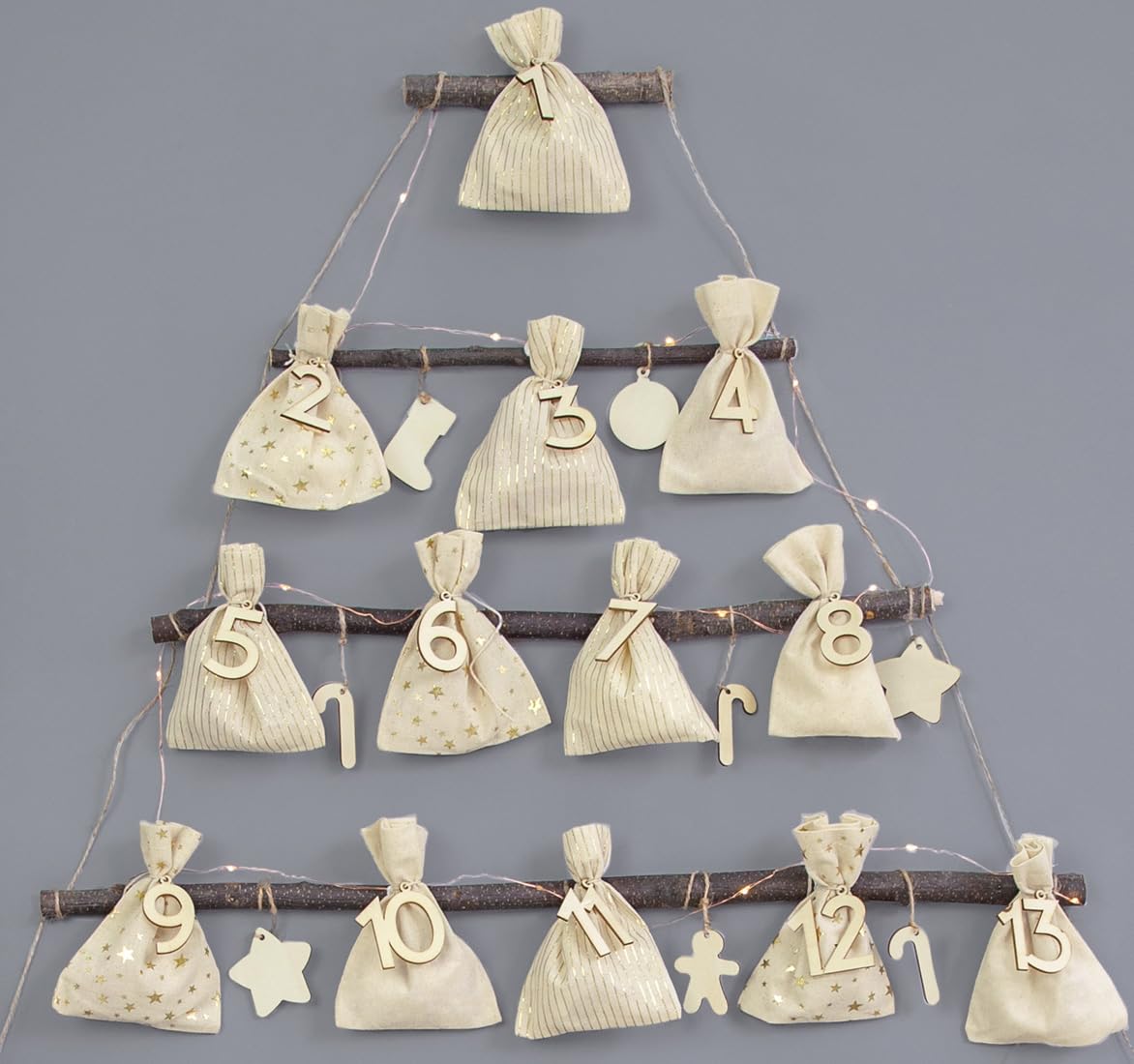 TEXPOT Deko calendrier de l'Avent 24 sachets coton 10x13 cm