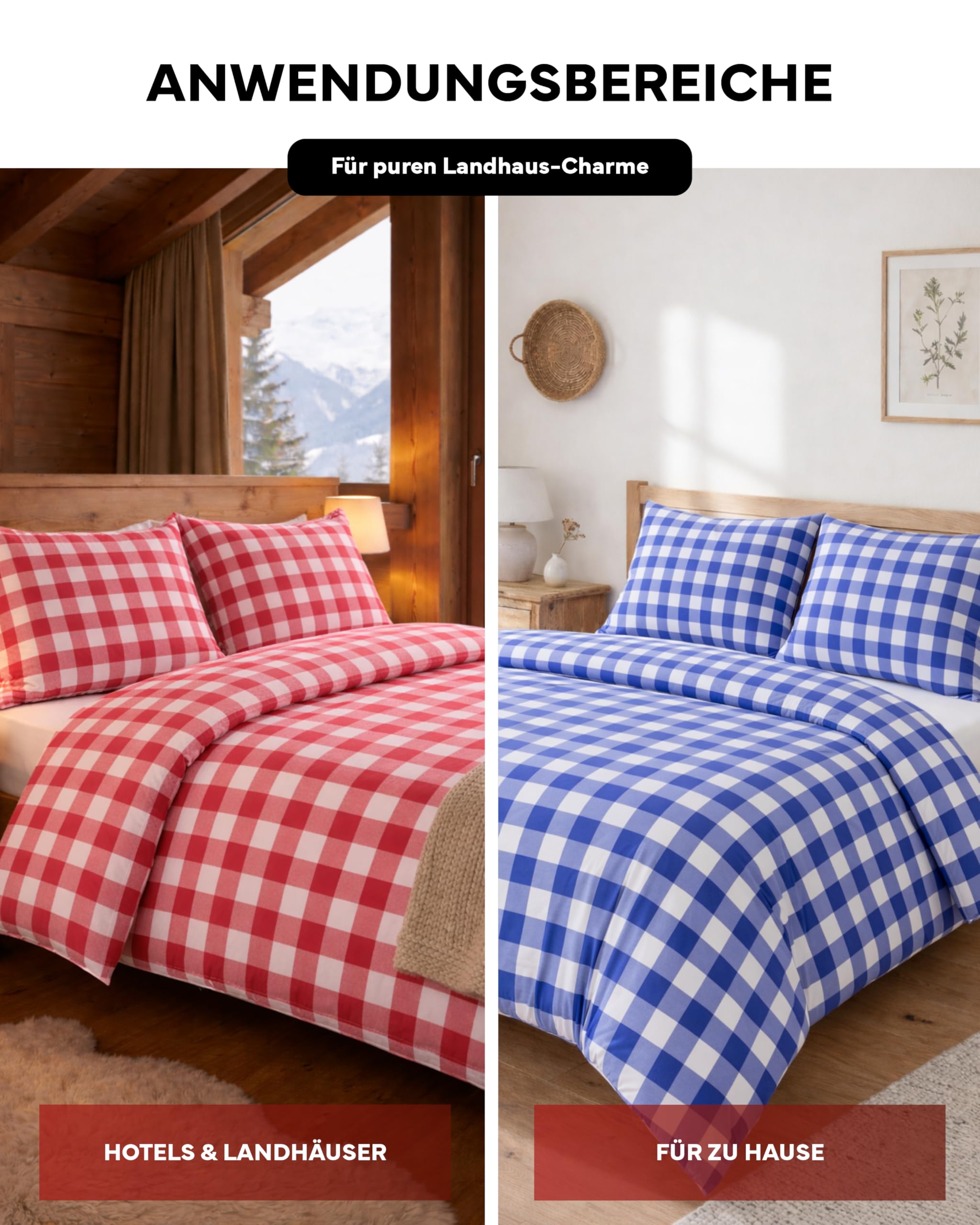 TEXPOT Bettwäsche parure lit 135x200 carreaux bleus coton