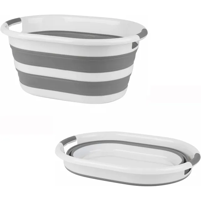 Promo Linge Paniers à linge panier pliable 27L gris blanc