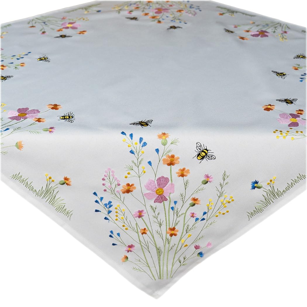 Texpot Tischdecken nappe 110x110 fleurs abeilles polyester