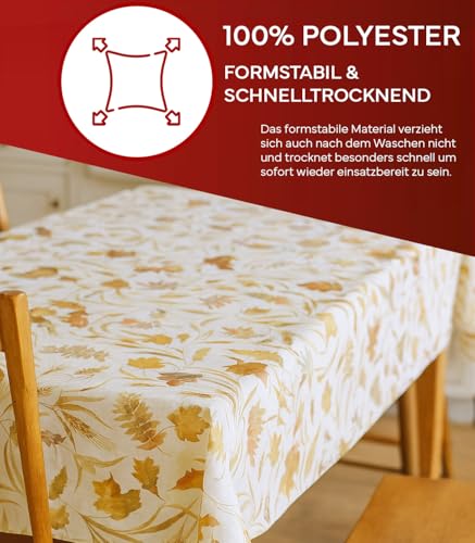 TEXPOT Tischdecken nappe ronde 150 cm beige feuilles automne