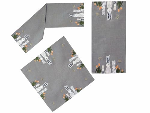 TEXPOT Tischläufer chemin de table 40x140 cm gris lapin de Pâques
