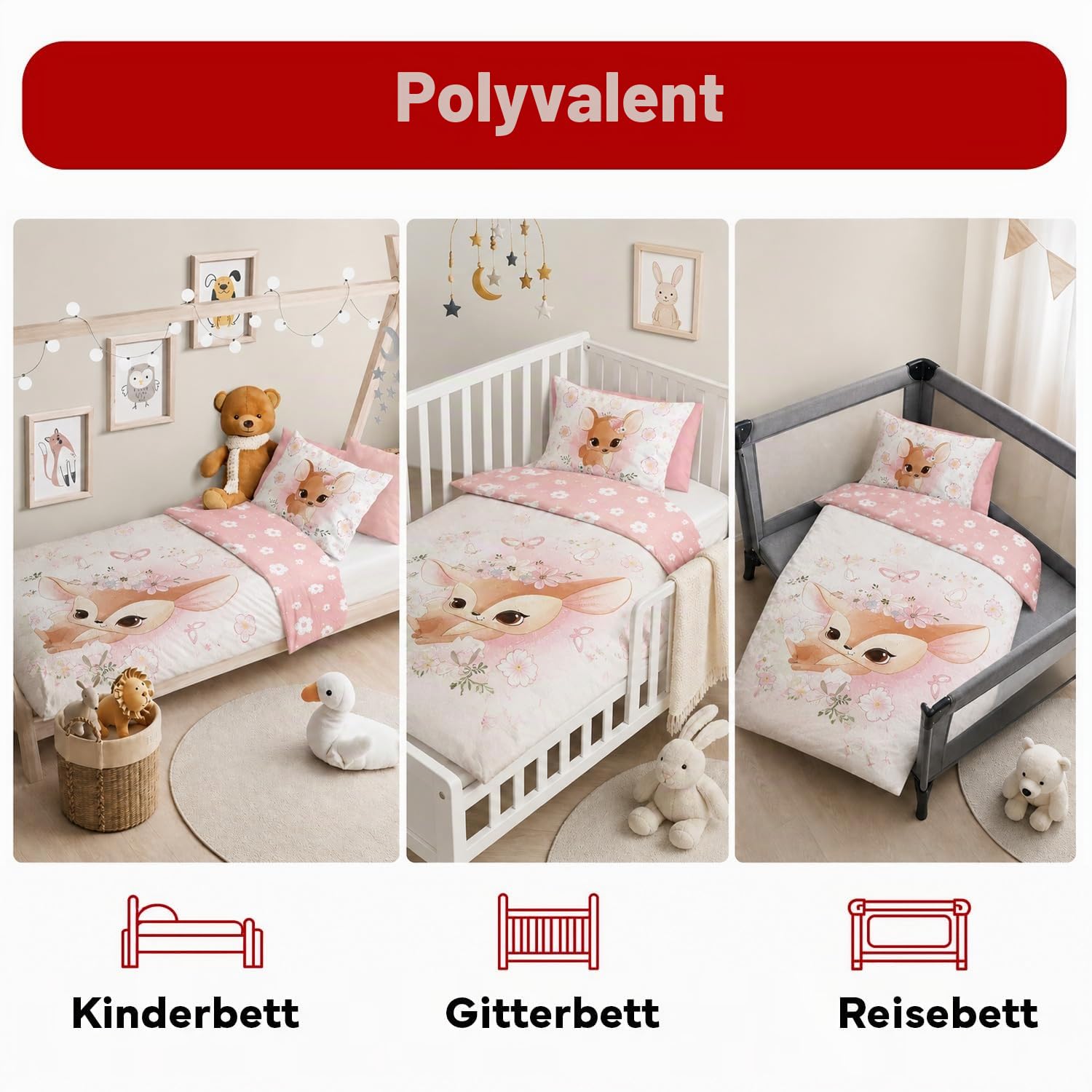 Texpot Kinderbettwäsche parure enfant chevreuil 100x135