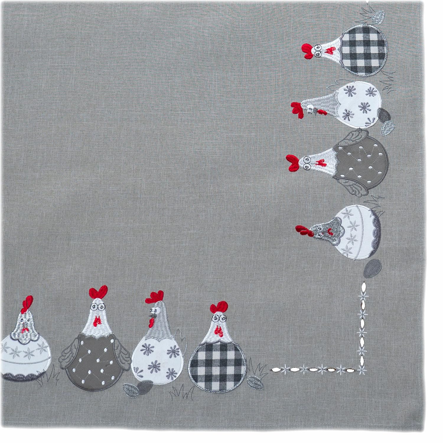 Texpot Tischdecken nappe verte poules 85x85 polyester