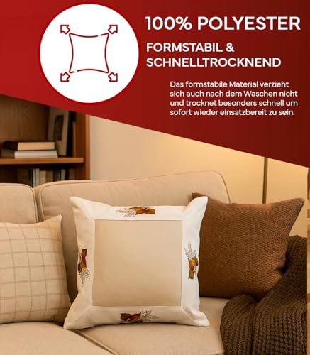 TEXPOT Feuilles 40x40 housse de coussin brodée automne