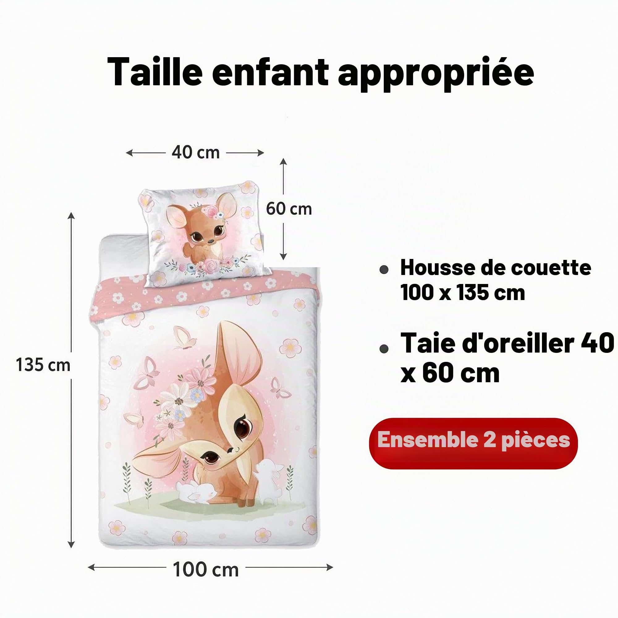 Texpot Kinderbettwäsche parure enfant chevreuil 100x135