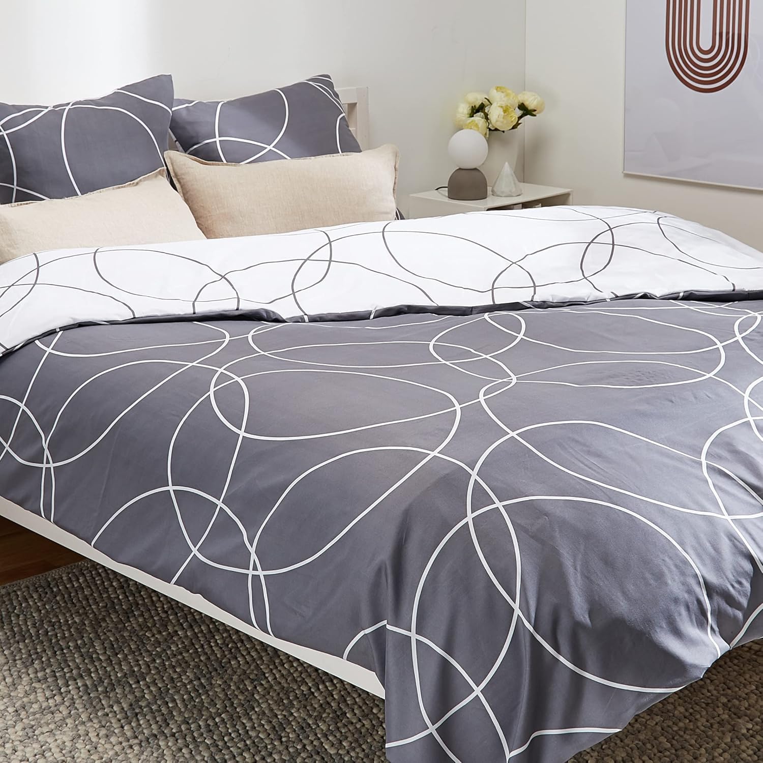 Promo Linge Elton parure de lit 140x200 cm microfibre imprimée