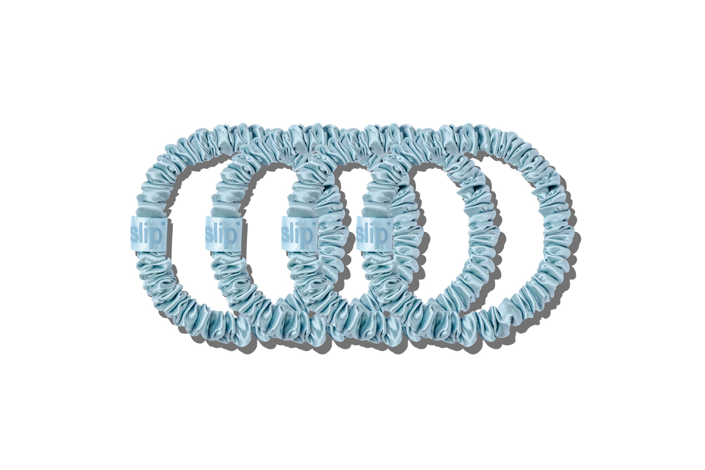 Slip Skinny Scrunchies chouchou bleu ciel lot 4 soie