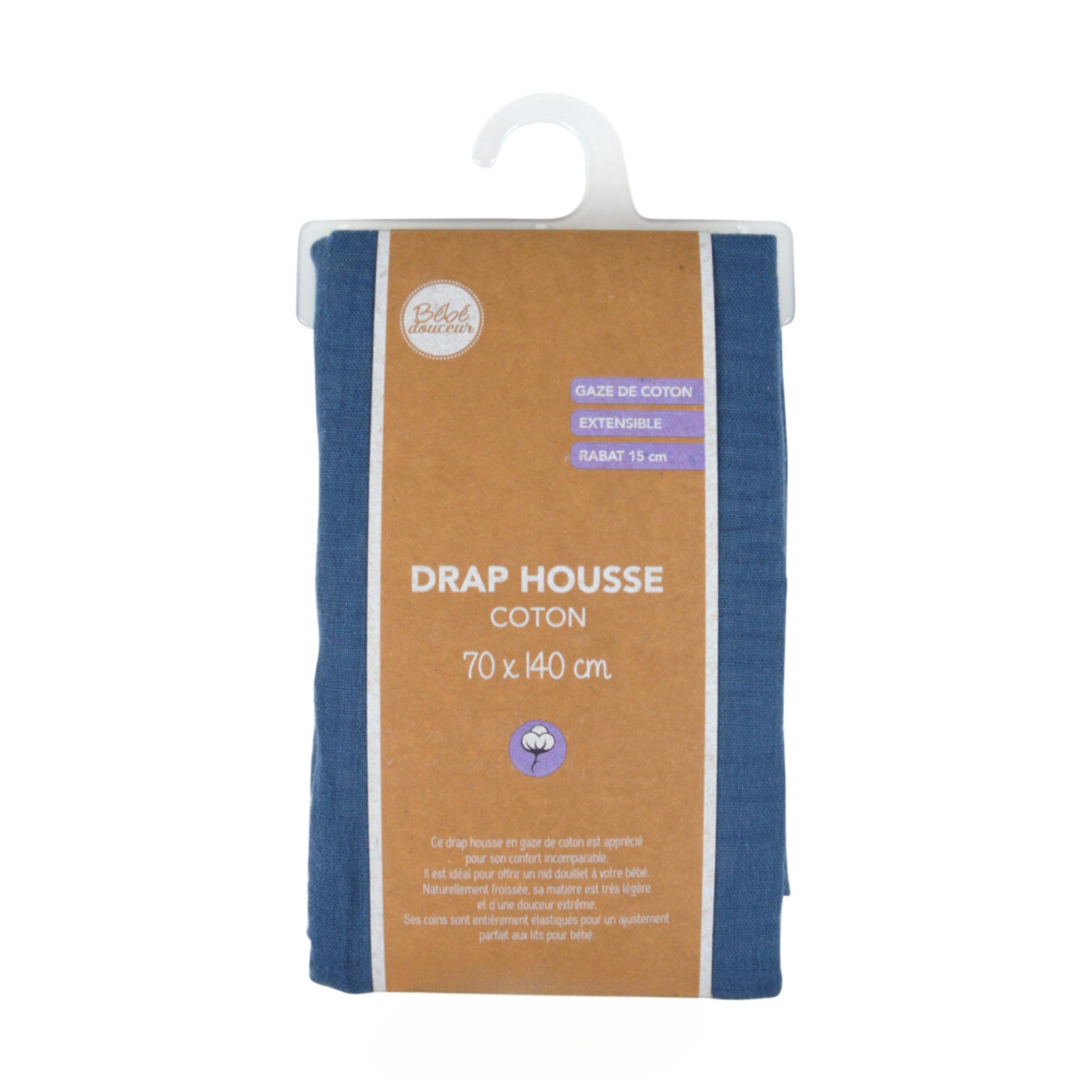 Promo Linge Draps Housse drap-housse bébé 60x120cm bleu coton