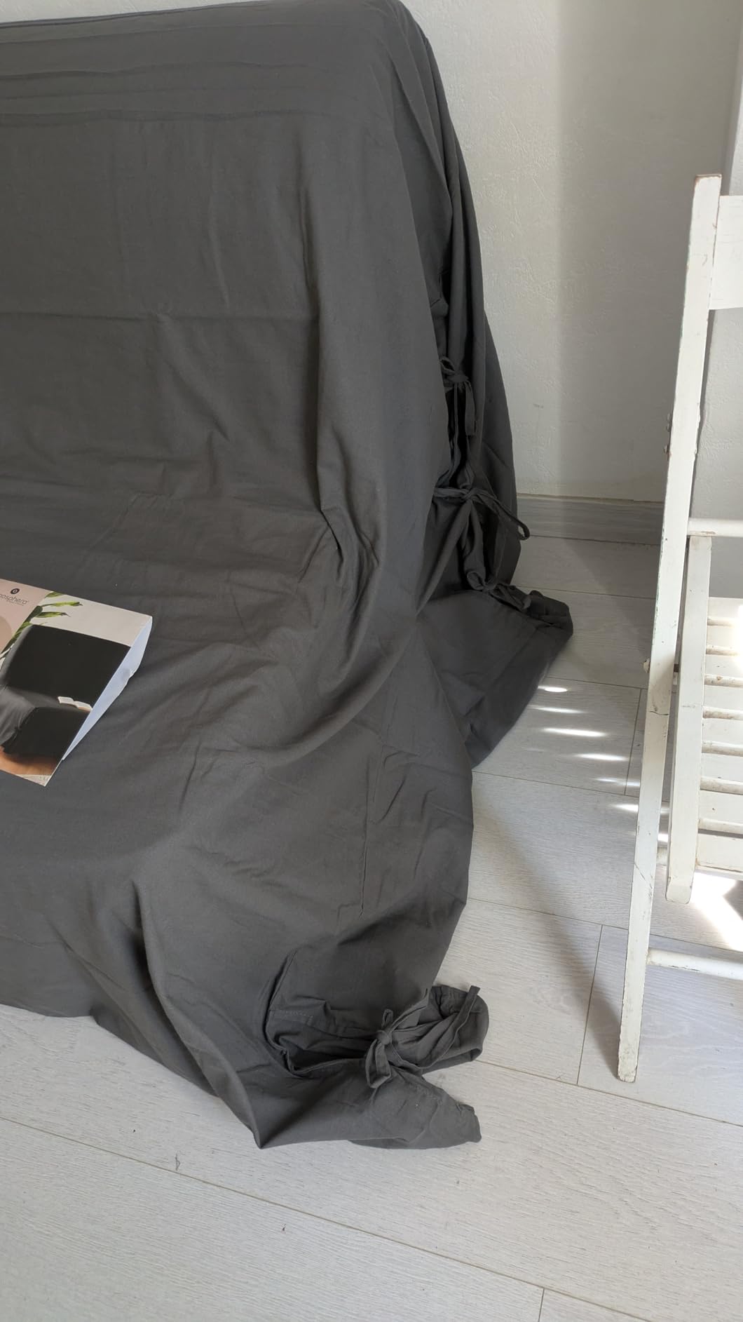 PROMO LINGE Housse Clic Clac 140x200cm Coton Anthracite