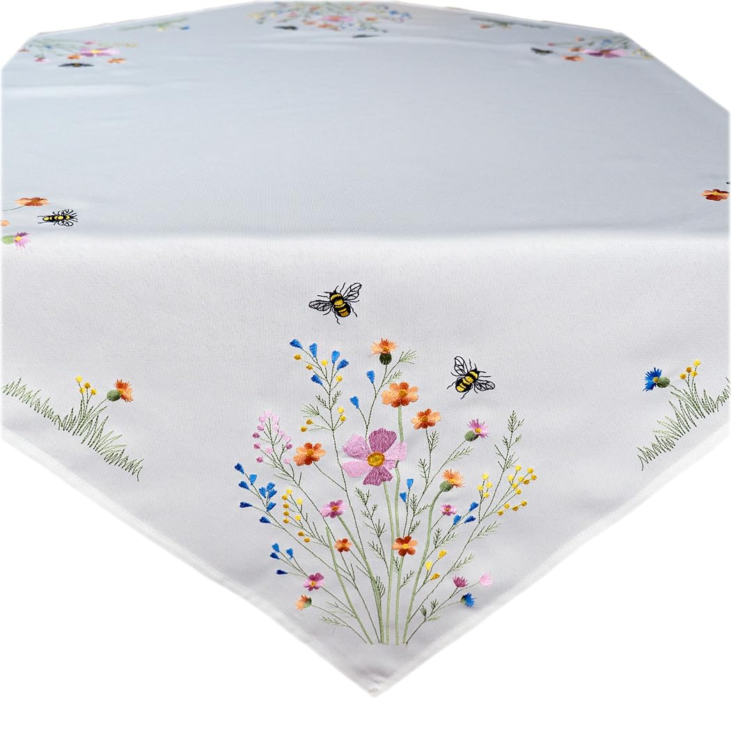 Texpot Tischdecken nappe 110x110 fleurs abeilles polyester