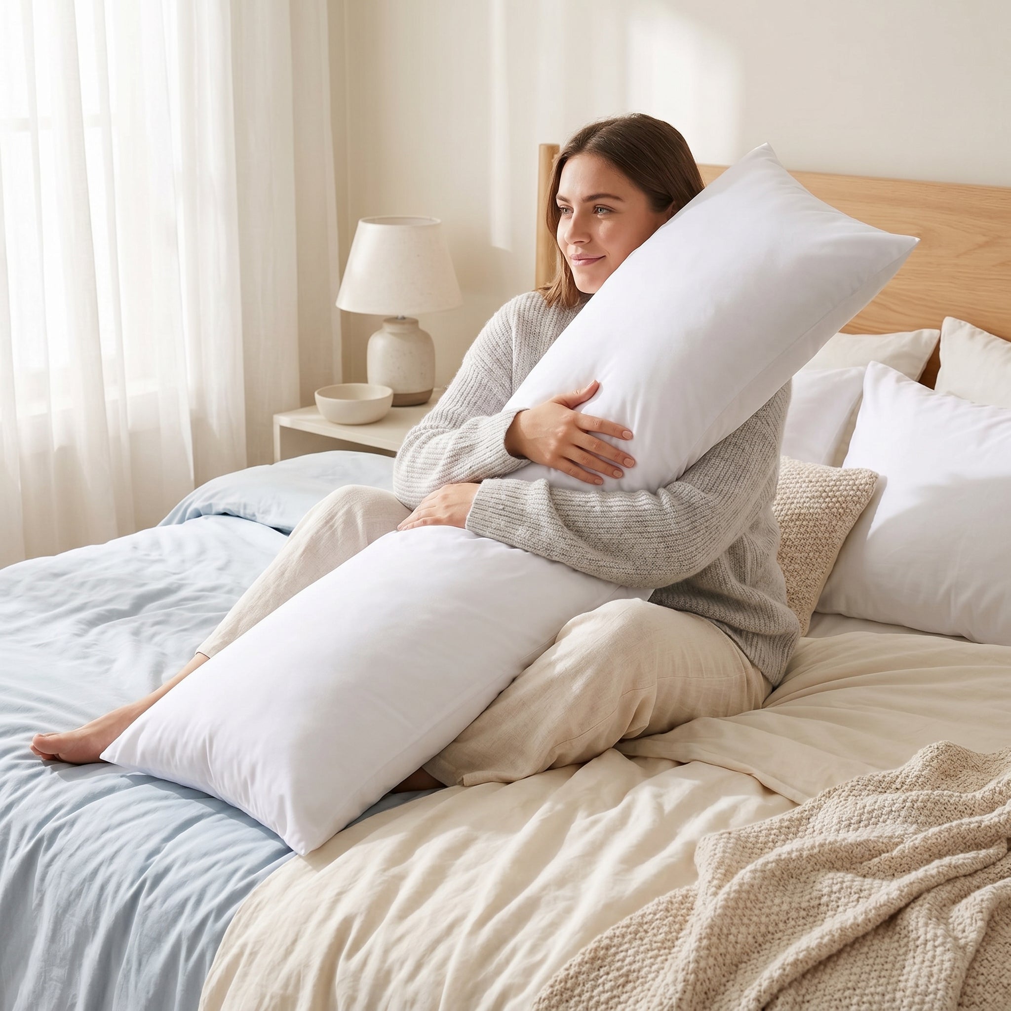 Utopia Bedding Pillows traversin blanc 20x54 soutien corps