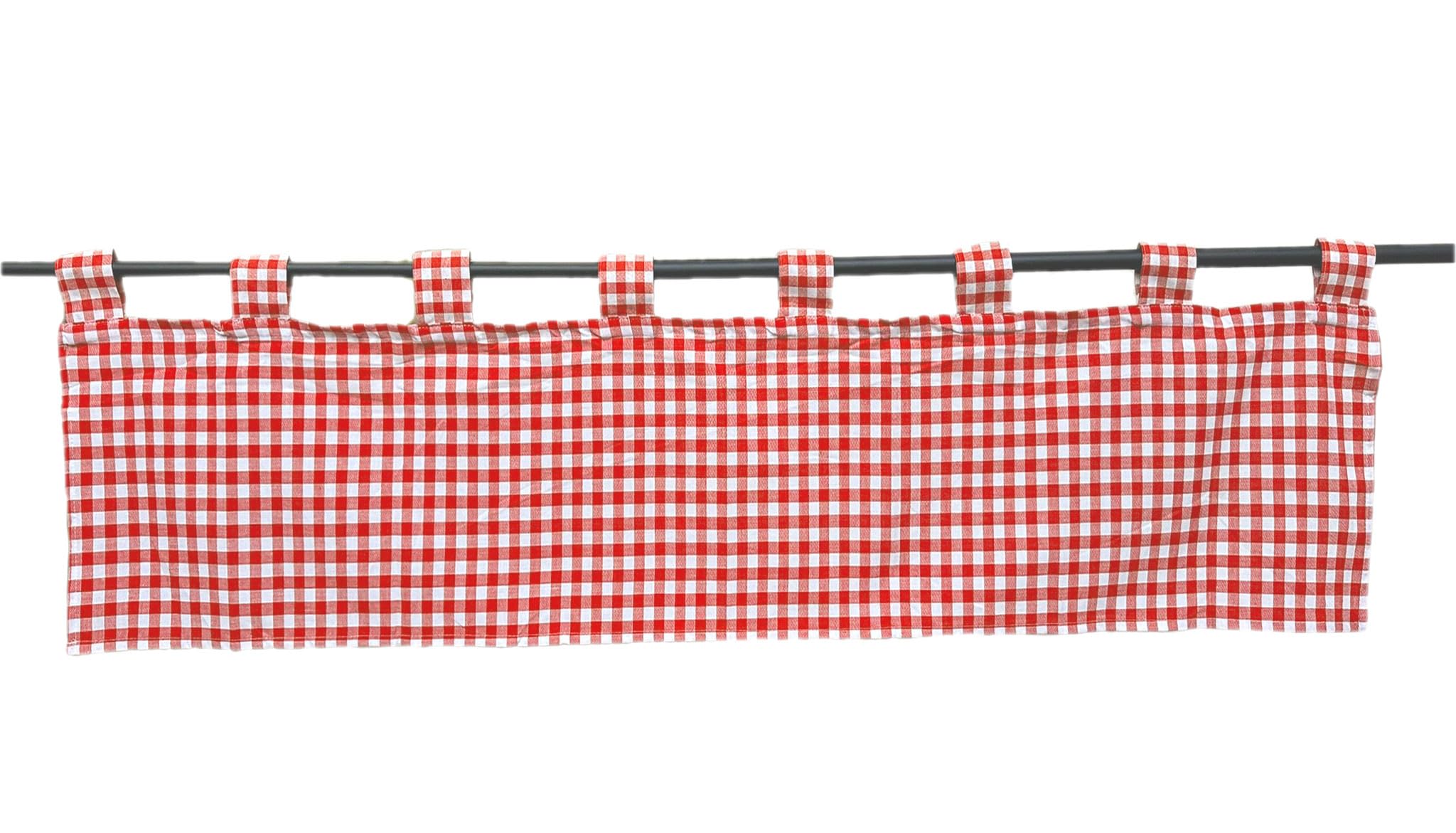 TEXPOT Vorhänge rideau brise-bise rouge blanc 30x150 cm coton