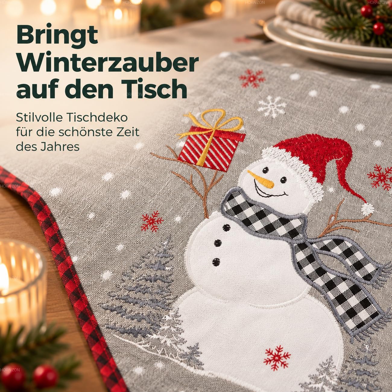 TEXPOT Tischläufer chemin de table Noël gris 40x85 cm