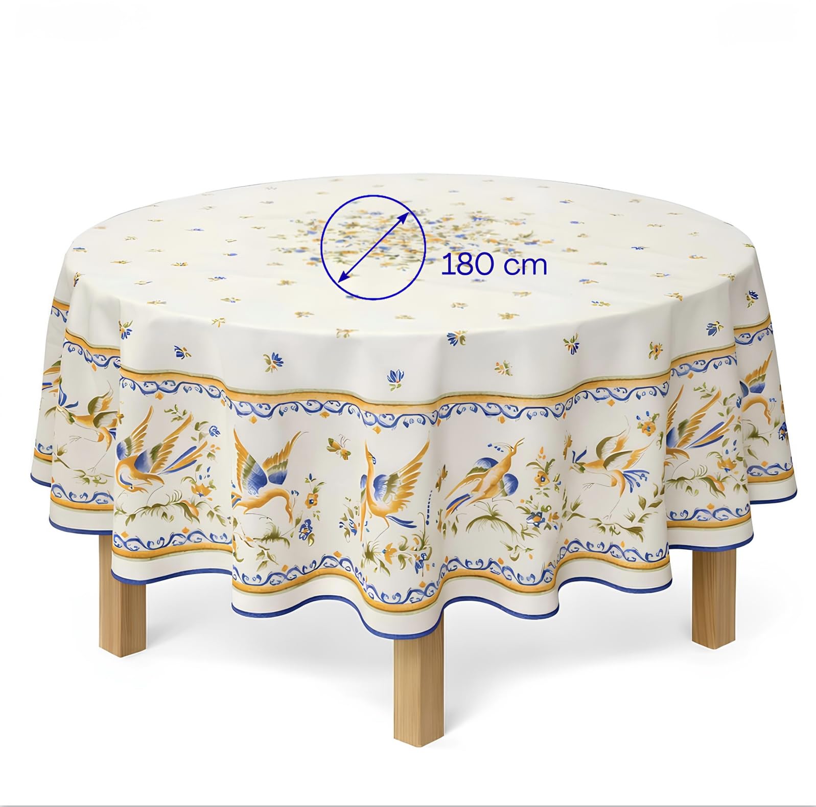 Promo Linge Nappes provençale Moustier Bleu 180cm polyester