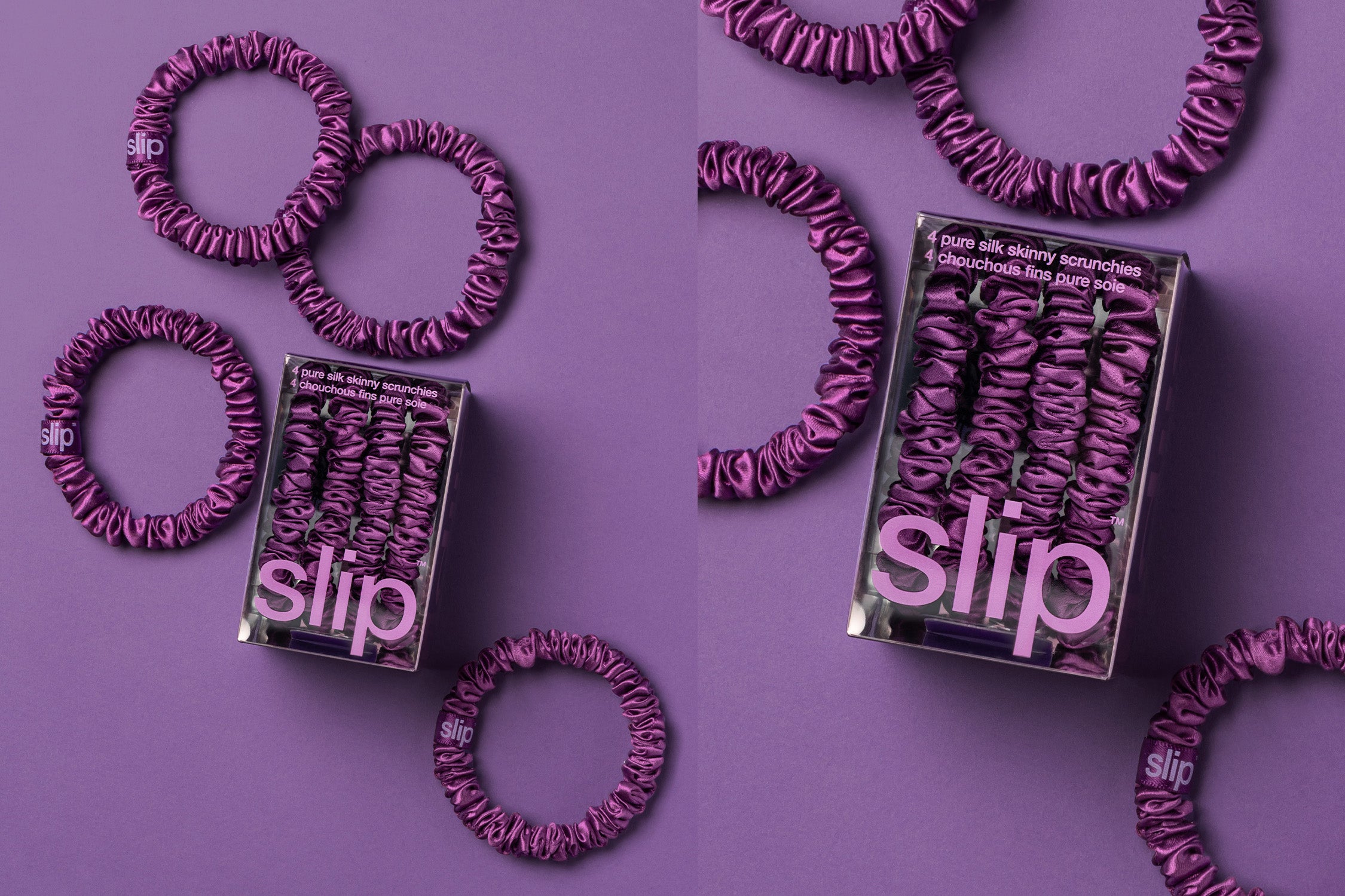Slip Skinny Scrunchies Back to School chouchou violet foncé x4
