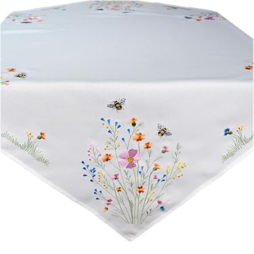 Texpot Tischdecken nappe 110x110 fleurs abeilles polyester
