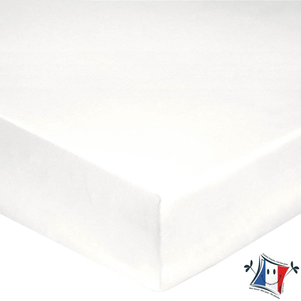 Lingorama Drap-Housse Percale Coton 200x200 Uni 80 Fils Blanc