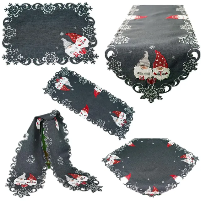 Texpot Tischläufer chemin de table 160x25 cm lutin gris foncé