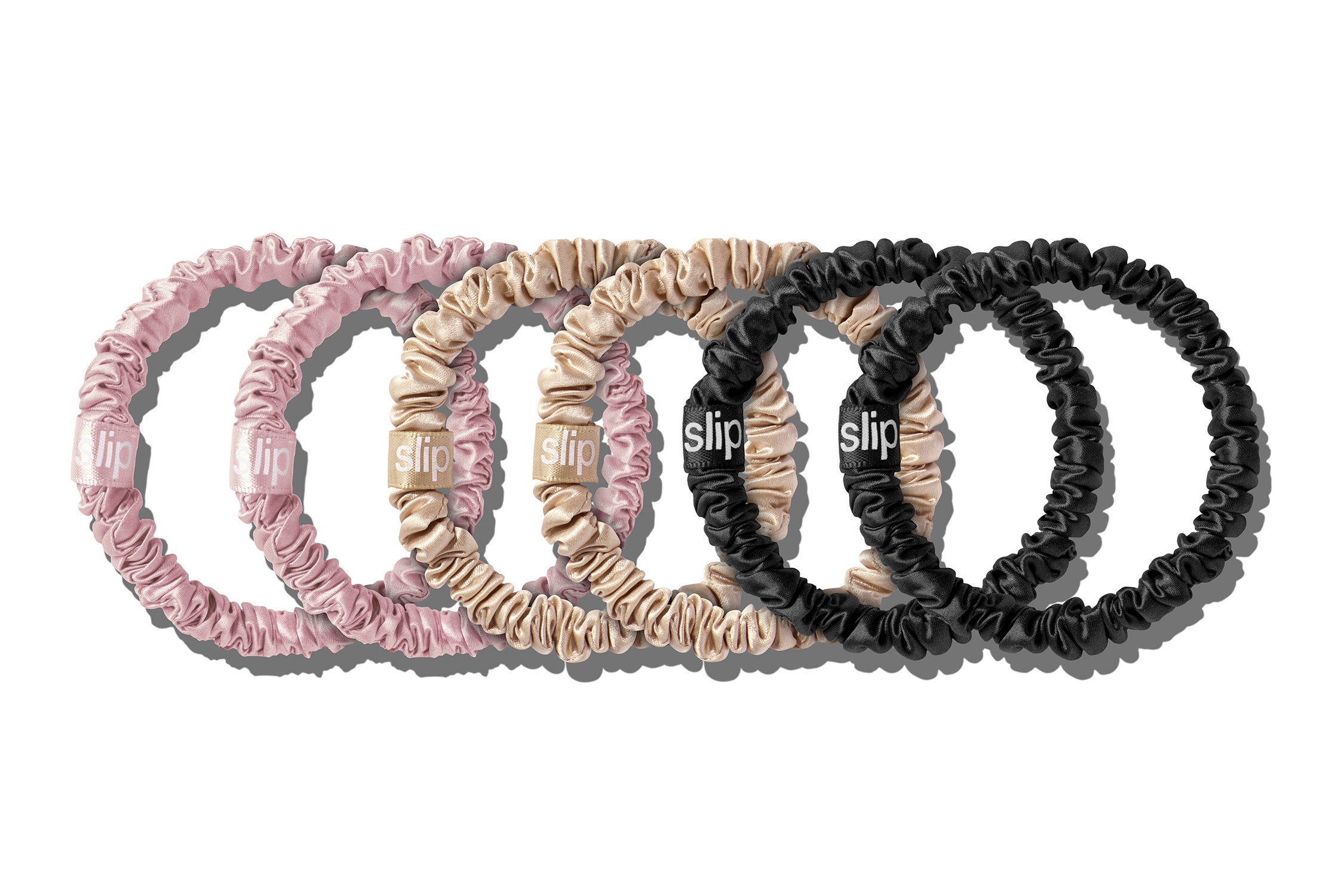 Slip Skinny Scrunchies chouchous soie multi rose noir x6