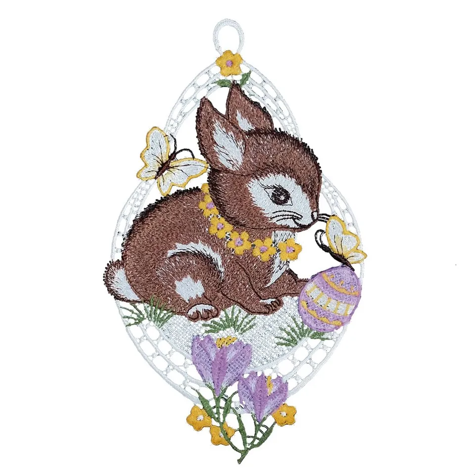 Texpot Deko image fenêtre lapin Pâques papillons 15x27 cm