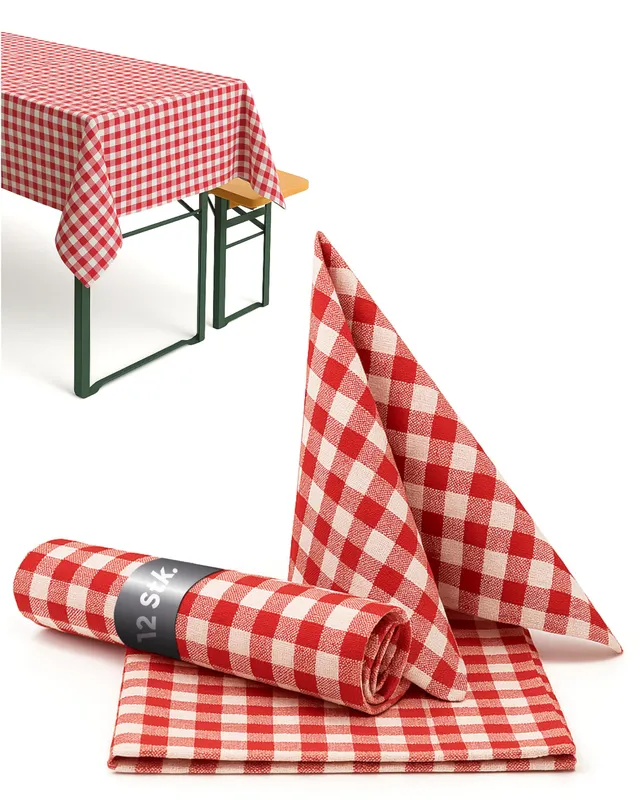 TEXPOT Servietten lot 12 serviettes carreaux rouge 30x30