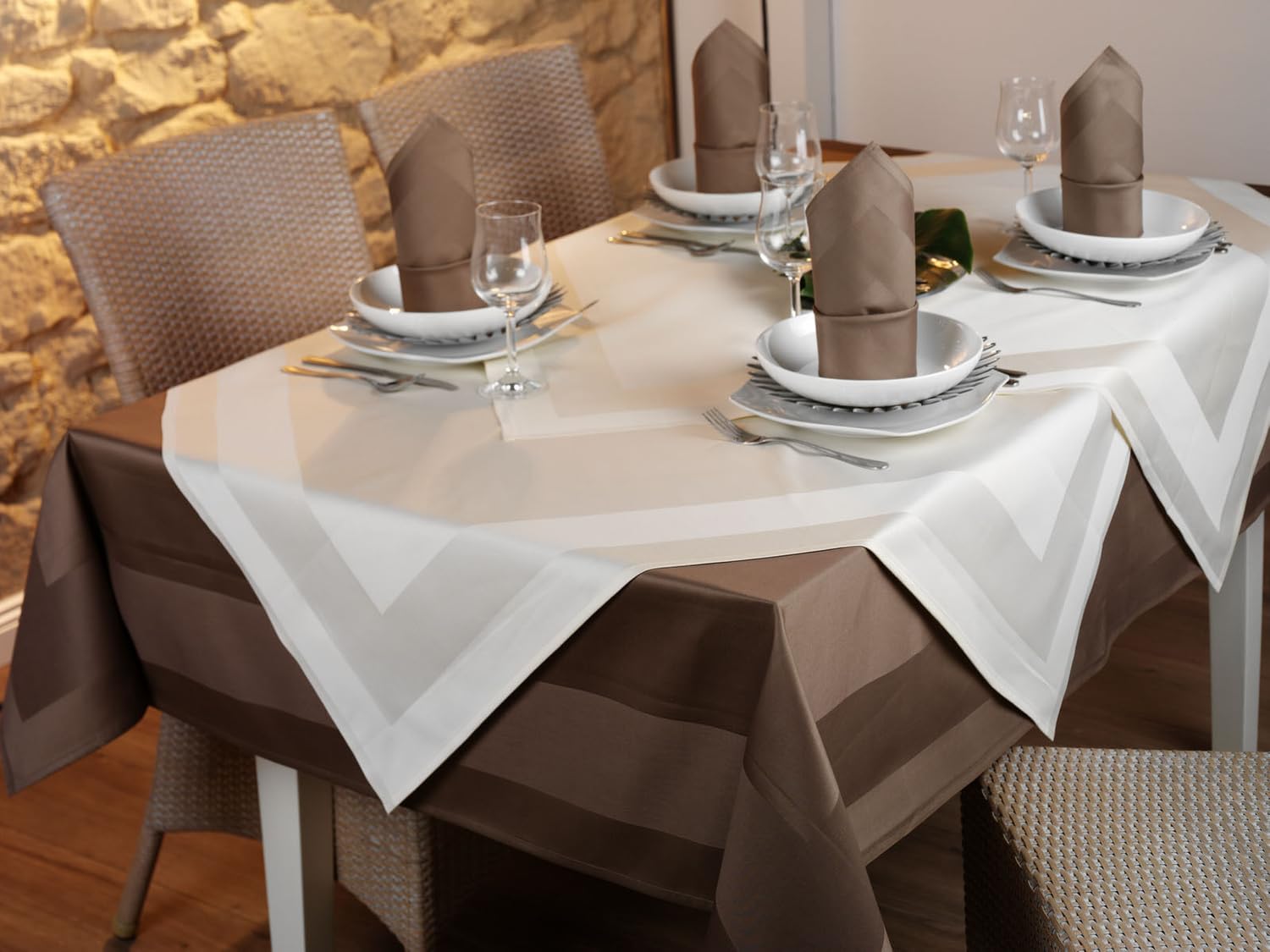 Texpot Tischdecken nappe damassée coton 130x130 cm