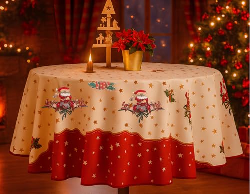 Promo Linge Nappes de Fêtes Nappe Noël Ronde 160 cm