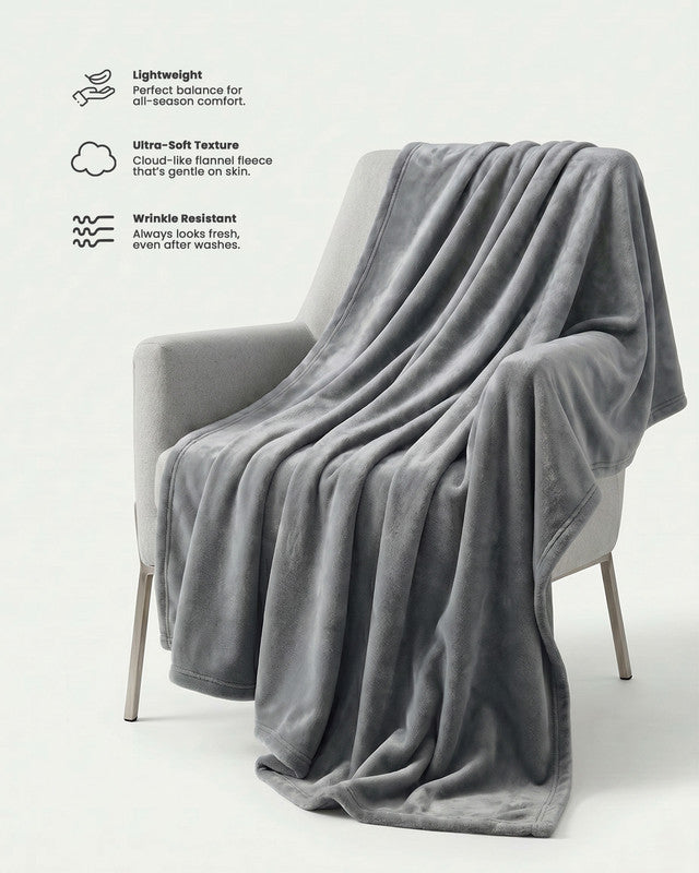 Utopia Bedding Blankets Fleece couverture polaire gris Full