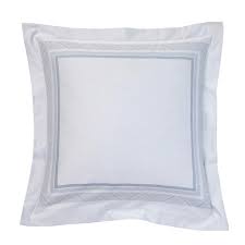 Blanc des Vosges Zig Zag drap plat 180x290 bleu satin