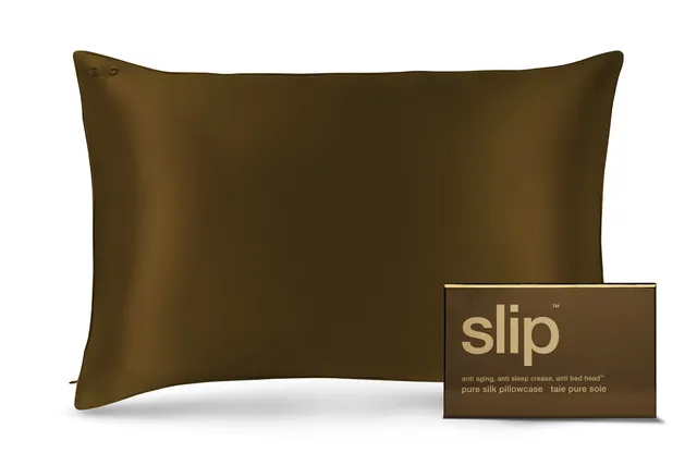Slip Queen Zippered Dark Brown taie oreiller soie 51x76