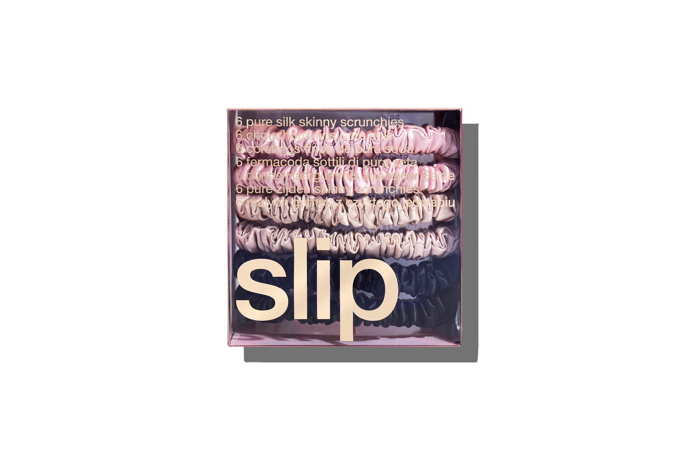 Slip Skinny Scrunchies chouchous soie multi rose noir x6