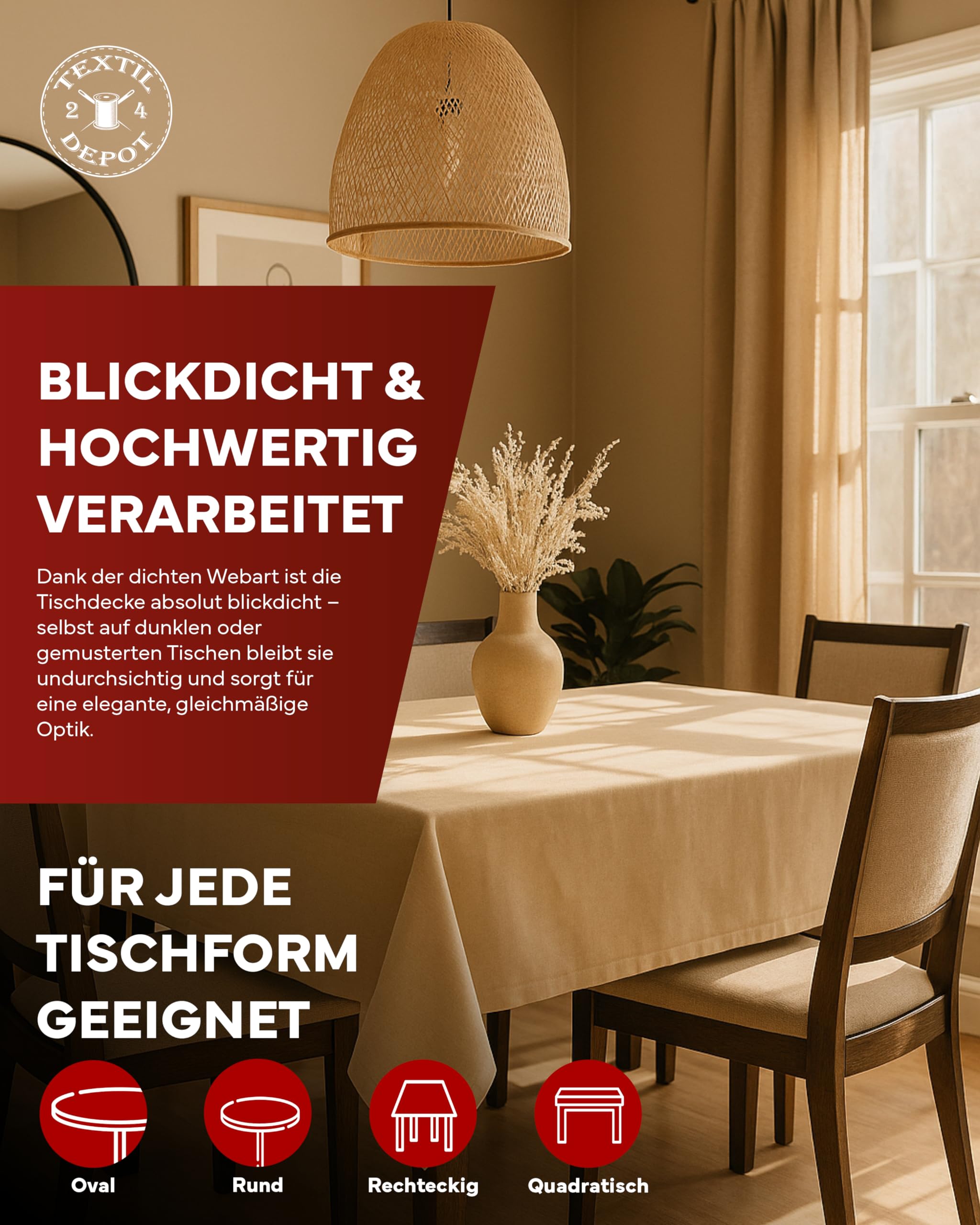 TEXPOT Gartentischdecken nappe ronde 140 sable aspect lin