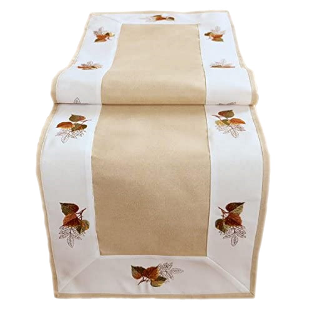 Texpot Tischdecken nappe 85x85 cm feuilles automne beige
