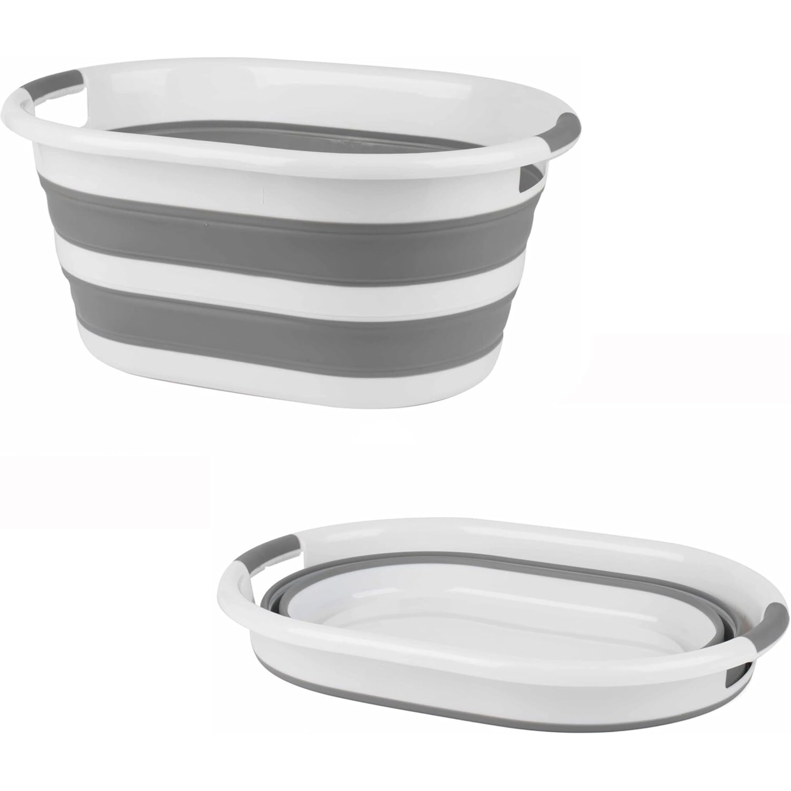Promo Linge Paniers à linge panier pliable 27L gris blanc