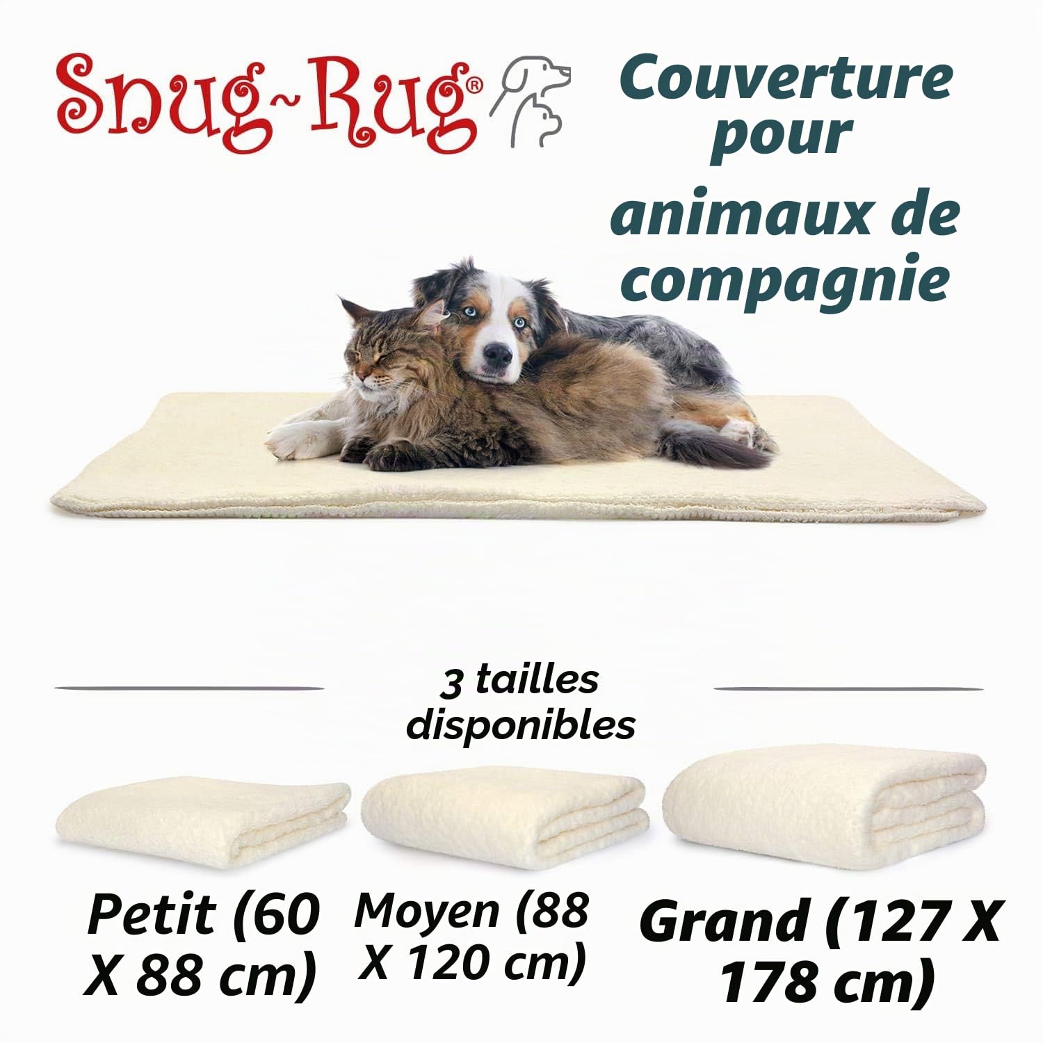 Snug Snug-Rug Sherpa Plaid animal Crème 120x88 cm