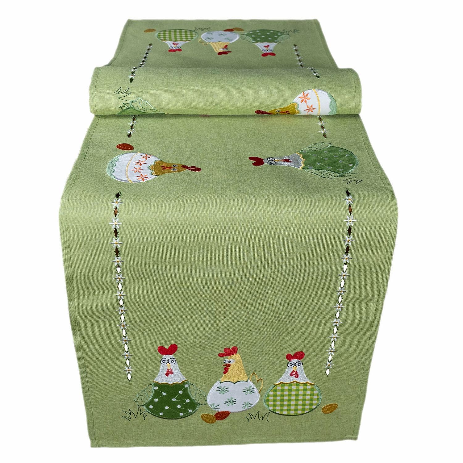Texpot Tischdecken nappe verte poules 85x85 polyester