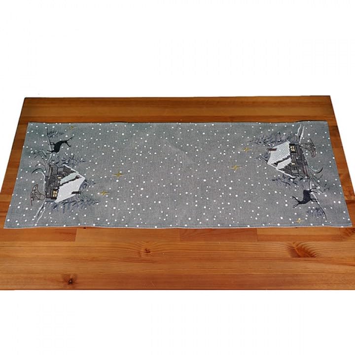 TEXPOT Forêt Hiver 40x200 chemin de table gris clair Noël