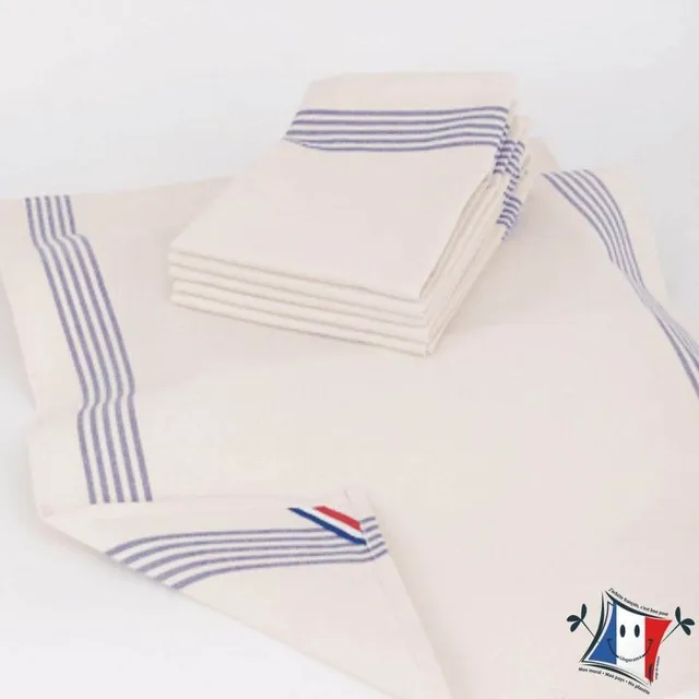 Lingorama Cuisine Torchon 50x75 coton rayé bleu
