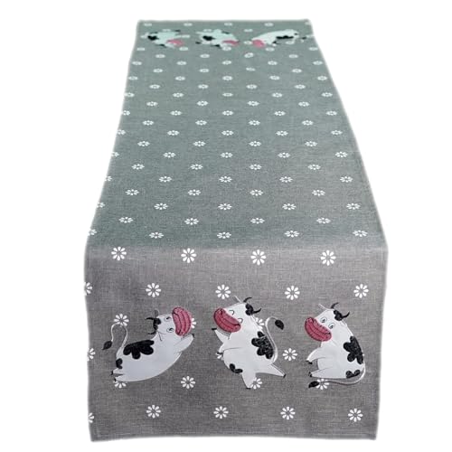 TEXPOT Tischläufer vaches nappe brodée 85x85 cm polyester