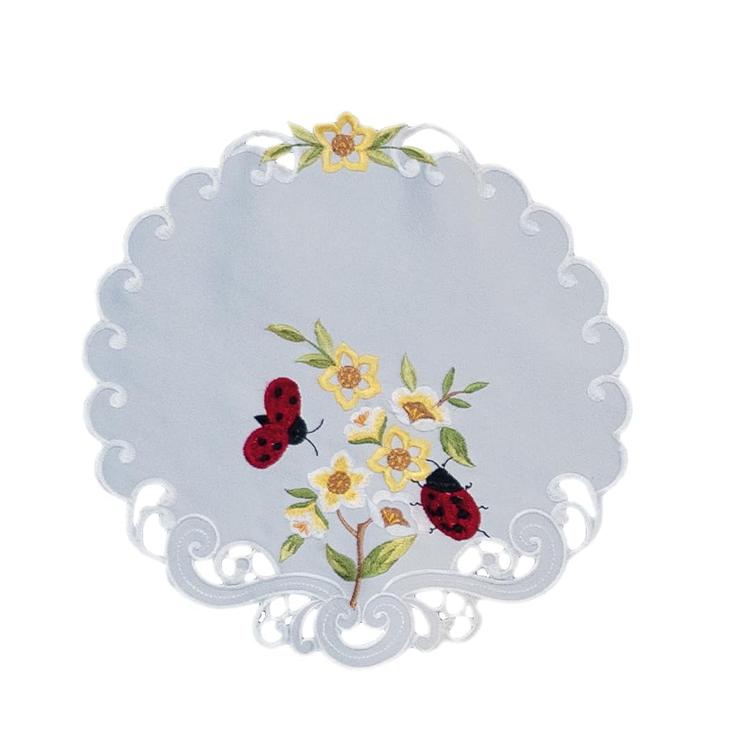 TEXPOT Tischdecken nappe 85 x 85 cm coccinelle brodée